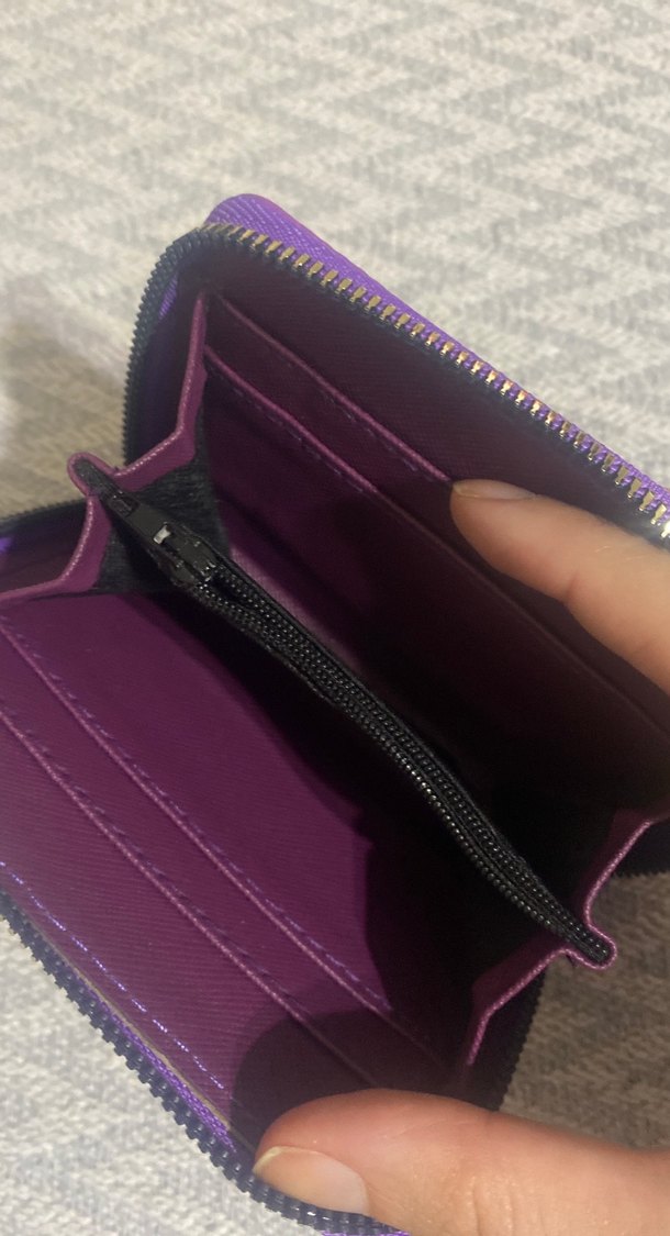 Mor Süet Fermuarlı Kadın Cüzdanı - Görsel 3
