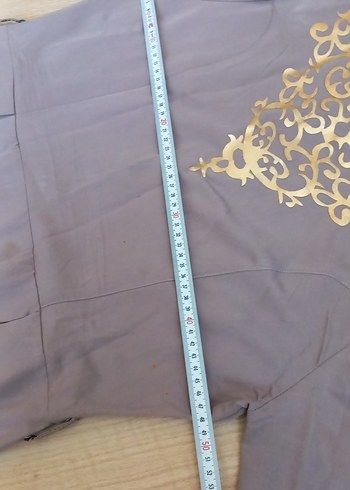 44 Beden kahverengi Renk Uzun Kol, Yüksek Yakalı Bej Kadın Elbise