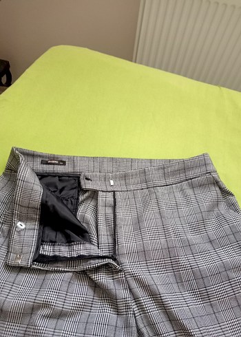 44 Beden gri Renk Gri Pilili Midi Kadın Kumaş Pantolon