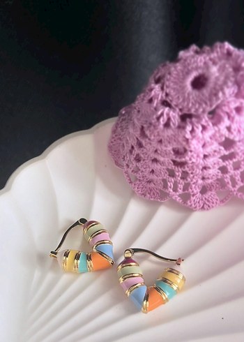 Pastel Renkli Mini Boncuklu Küpe
