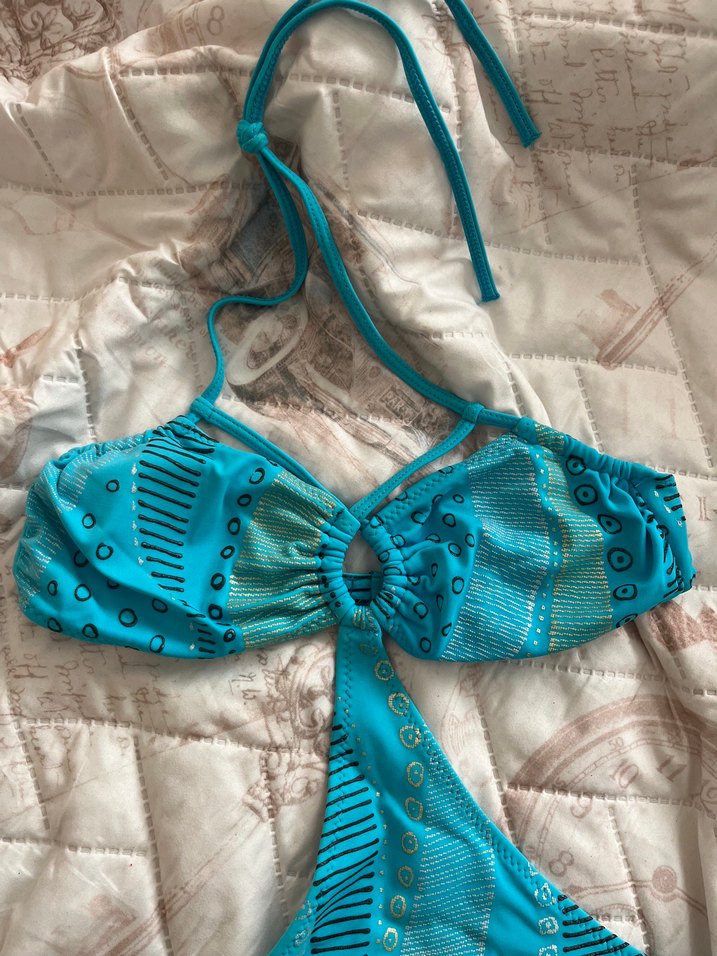 Bohem Renkli Straplez Turkuaz Monokini - Görsel 2