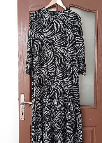 Diğer Uzun Zebra Desenli Salaş Elbise