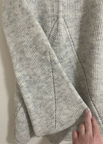 Gri Yüksek Yakalı Kadın Triko Kazak - Görsel 3