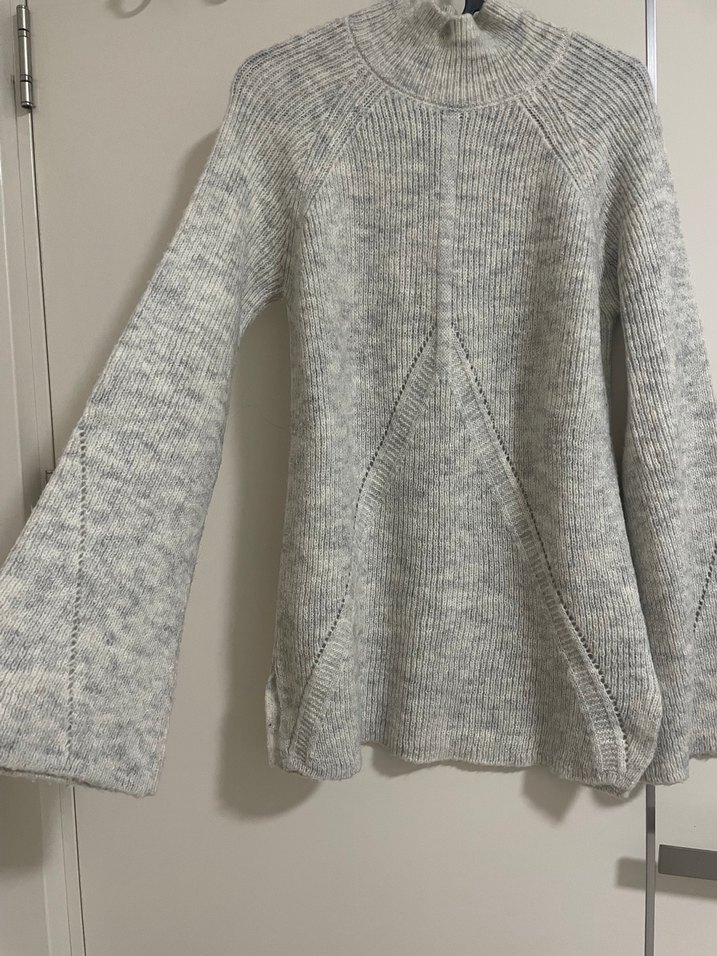 Gri Yüksek Yakalı Kadın Triko Kazak - Görsel 4