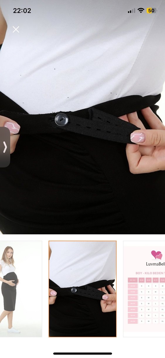 Drapeli Siyah Midi Hamile Eteği - Görsel 3