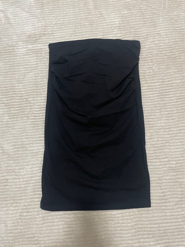 Drapeli Siyah Midi Hamile Eteği - Görsel 5