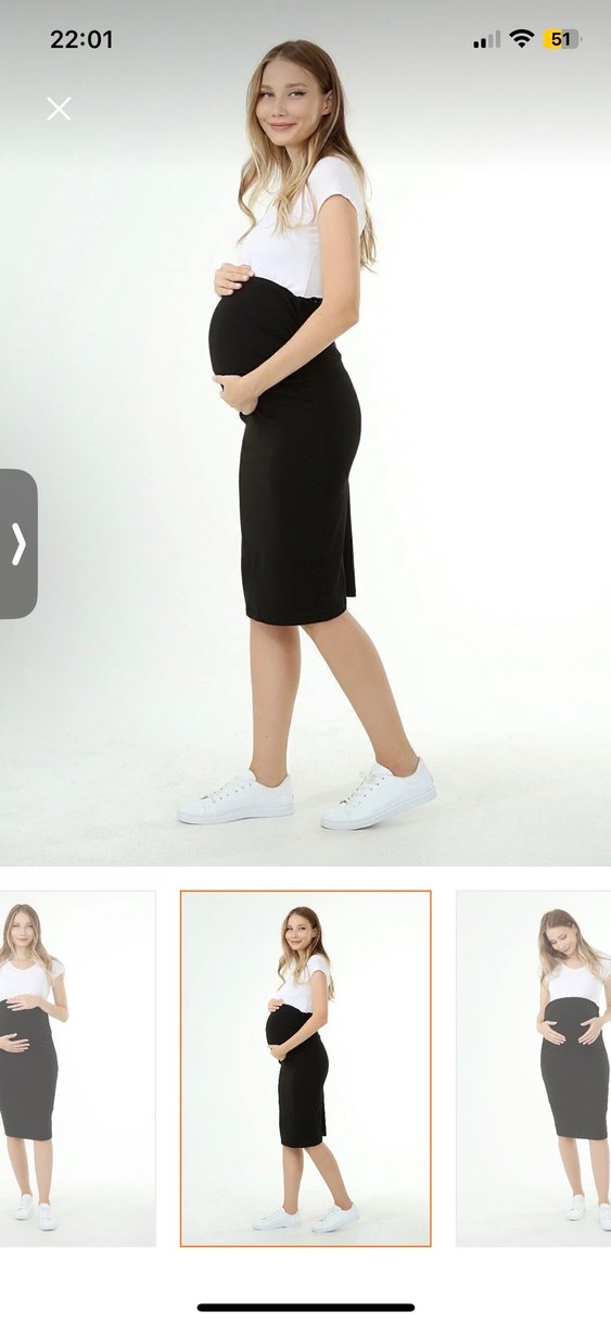 Drapeli Siyah Midi Hamile Eteği - Görsel 2