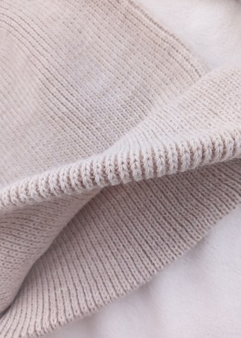 Kadın Örgü Yün Bere - Gri ve Bej - Görsel 2
