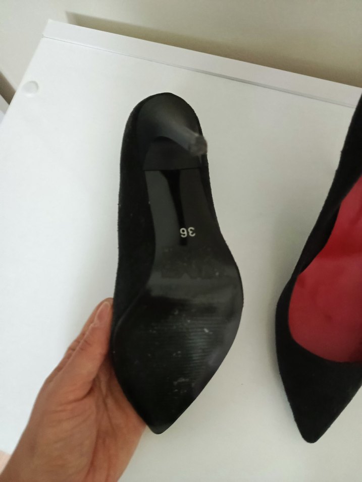 Siyah Süet Stiletto Topuklu Kadın Ayakkabı - Görsel 3