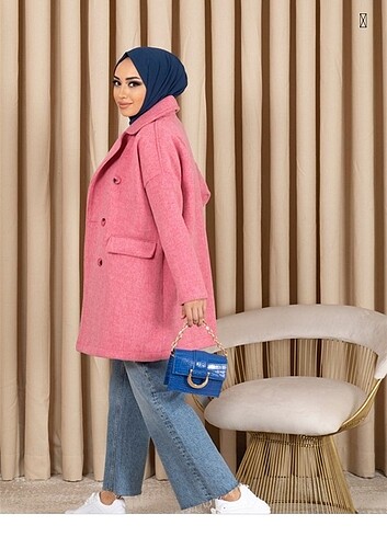Pembe kaşe kaban 