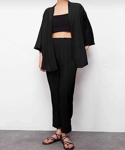 Dokuma Kimono Pantolon Takım