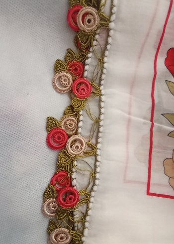 Dantel Detaylı Beyaz Kadın Fular - Görsel 2