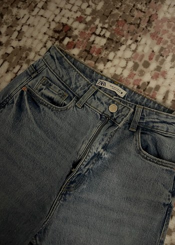 Gri Bağlama Desenli Midi Kadın Kot Pantolon - Görsel 2