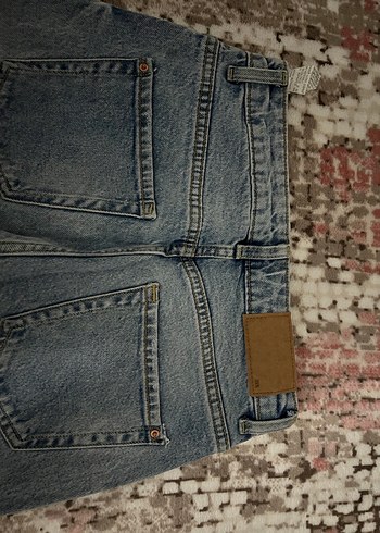 Gri Bağlama Desenli Midi Kadın Kot Pantolon - Görsel 4