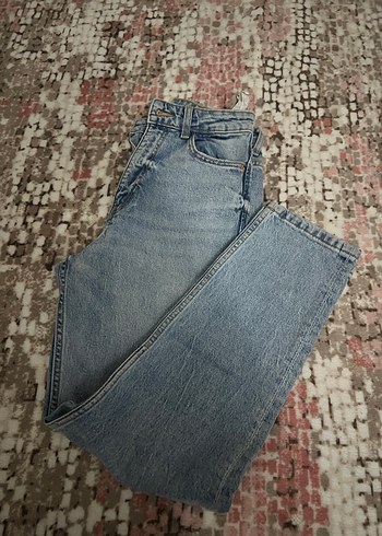 Gri Bağlama Desenli Midi Kadın Kot Pantolon - Görsel 3