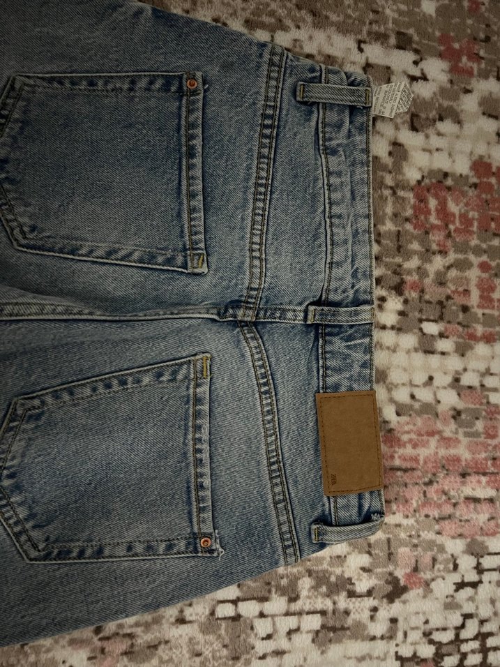 Gri Bağlama Desenli Midi Kadın Kot Pantolon - Görsel 4