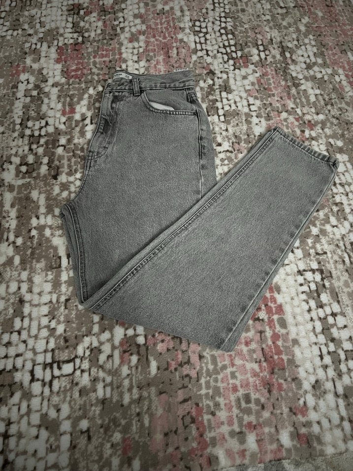 Gri Bağcıklı Regular Fit Kadın Kot Pantolon - Görsel 2