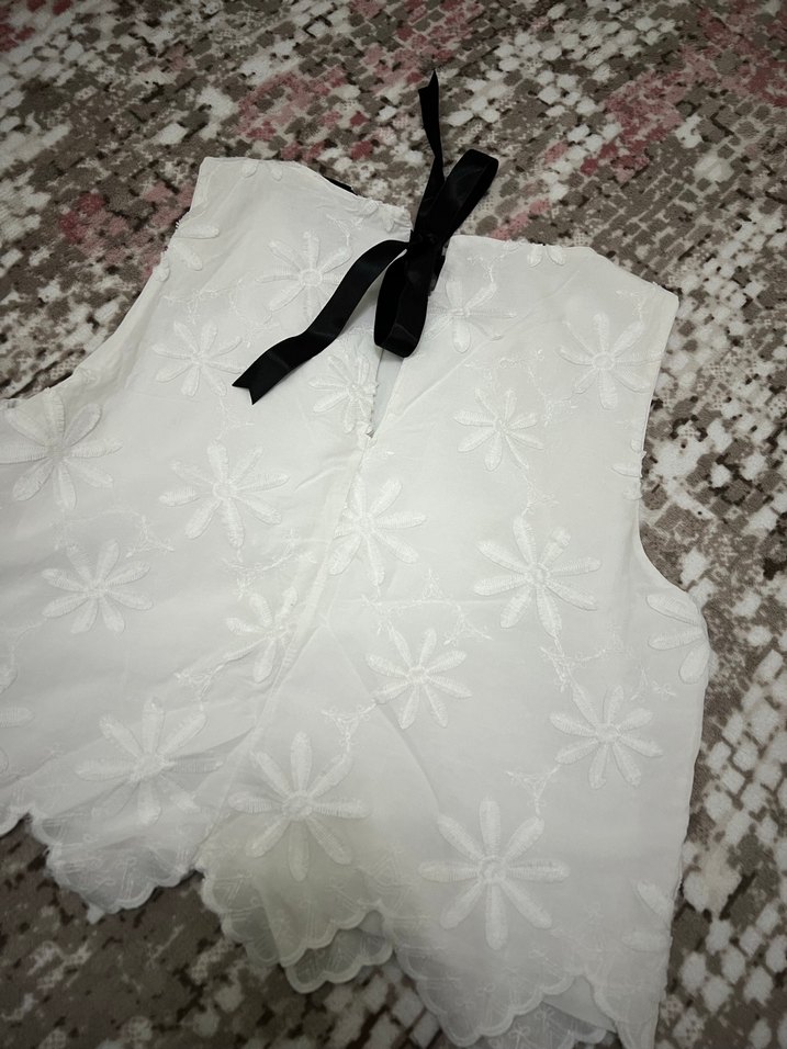 Beyaz sıfır kol crop - Görsel 3