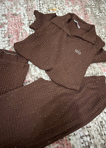 Kahverengi Nakış Detaylı Kısa Kollu pijama - Görsel 2