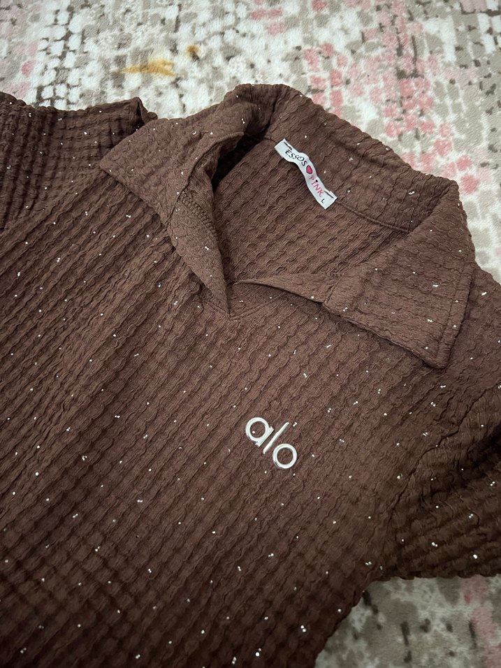 Kahverengi Nakış Detaylı Kısa Kollu pijama - Görsel 3