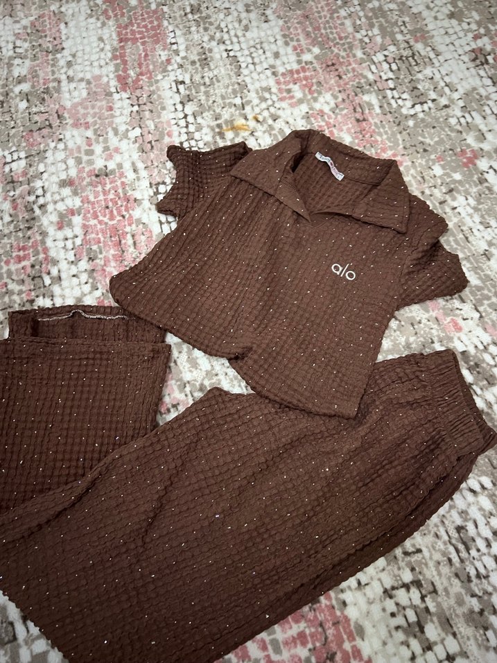 Kahverengi Nakış Detaylı Kısa Kollu pijama - Görsel 4