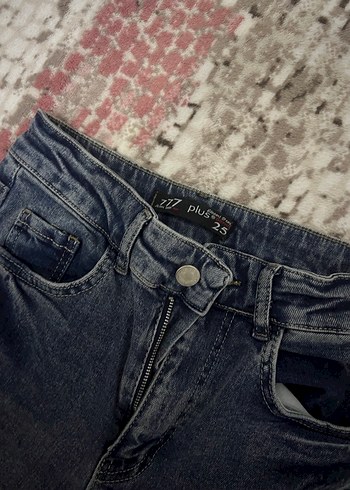 Gri Batik Desenli Midi Boy Kadın Kot Pantolon - Görsel 3