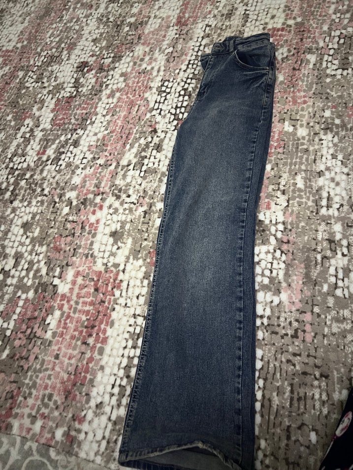 Gri Batik Desenli Midi Boy Kadın Kot Pantolon - Görsel 2