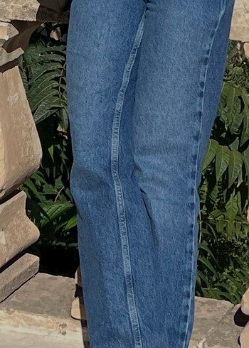 Kadın Lacivert Denim Salaş Midi Kot Pantolon - Görsel 8