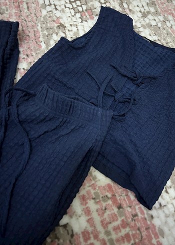 Lacivert Keten Mini Bohem Yelek - Görsel 4