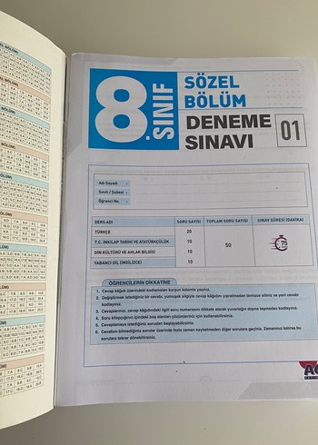  Beden 8. Sınıf Sözel-Sayısal 10'lu Deneme Sınav Seti