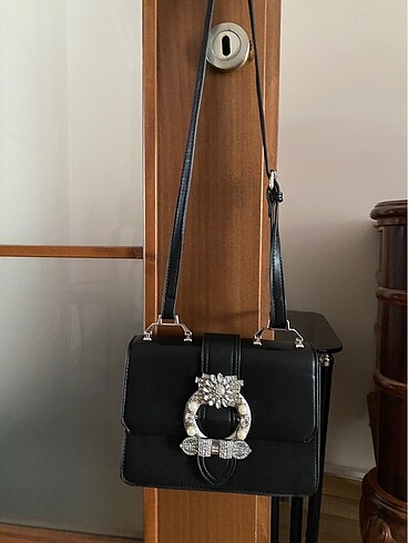 Askılı taşlı mini çanta - Görsel 7