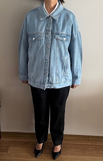 Buz mavisi jeans ceket - Görsel 2