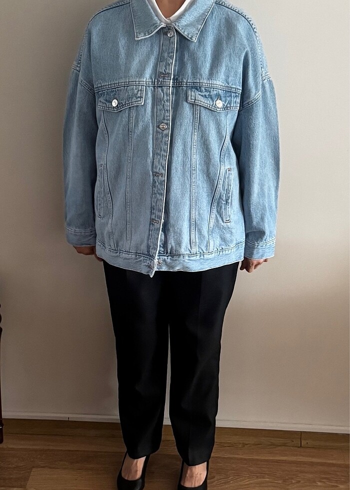 Buz mavisi jeans ceket - Görsel 2