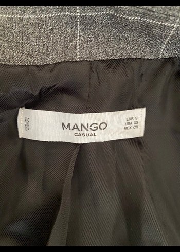 Mango Gri Ekose Düğmeli Kadın Blazer Ceket