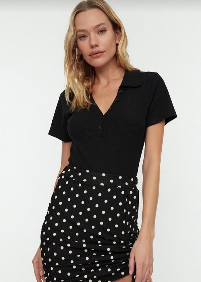 Kısa Kol Bodysuit Siyah - Görsel 2