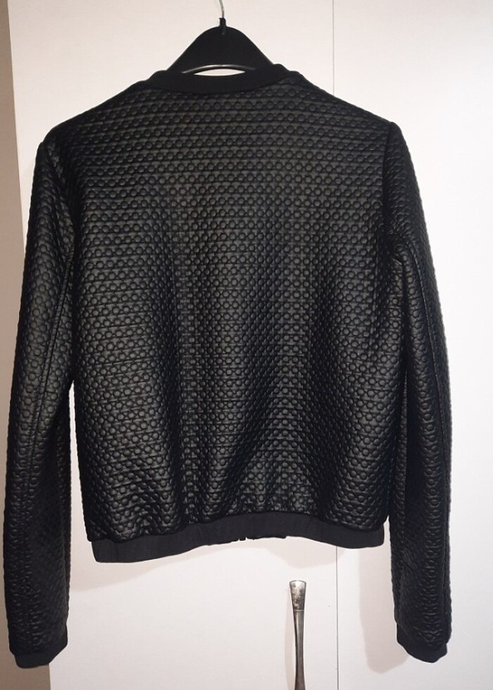 Siyah Deri Bomber Ceket  - Görsel 2