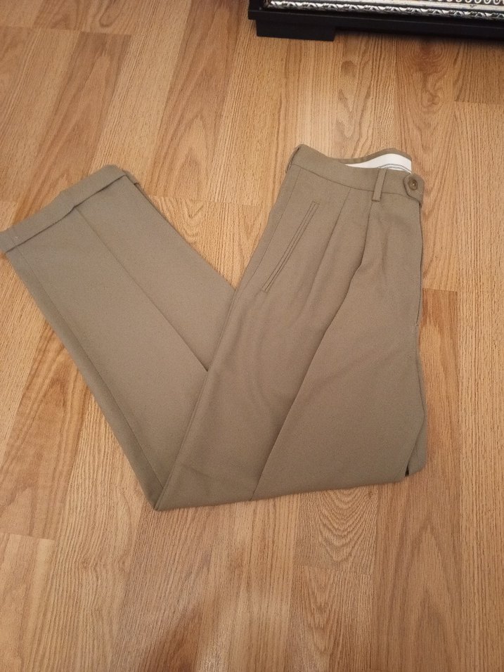 Bej Keten erkek Kumaş Pantolon - Görsel 3