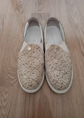 Bej Dantel Detaylı Kadın babet ayakkabı - Görsel 3