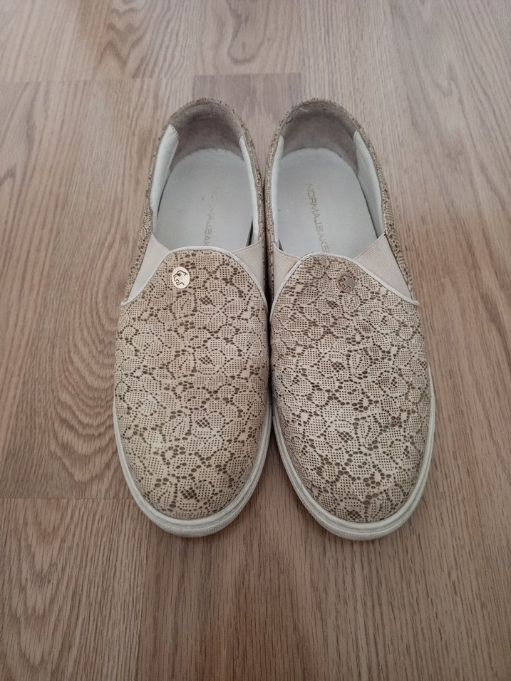 Bej Dantel Detaylı Kadın babet ayakkabı - Görsel 3