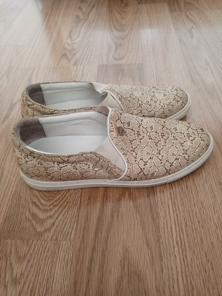 Bej Dantel Detaylı Kadın babet ayakkabı - Görsel 5