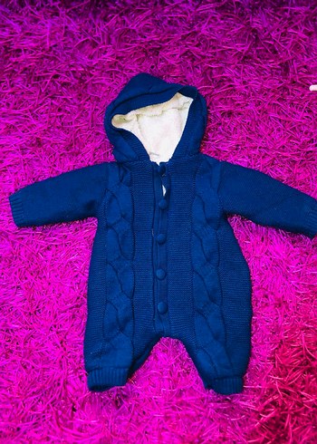 Mavi Erkek Bebek Örgü Tulum - Görsel 2