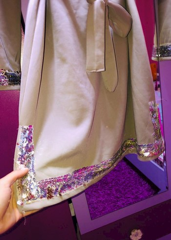 Uzun Kollu, Bol Kesim Pembe Kadın Elbise - Görsel 2