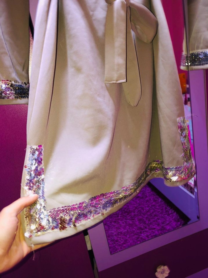 Uzun Kollu, Bol Kesim Pembe Kadın Elbise - Görsel 2