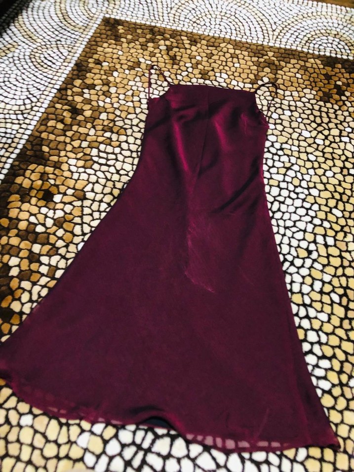 Bordo Uzun Drapeli Kadın Abiye Elbise - Görsel 2