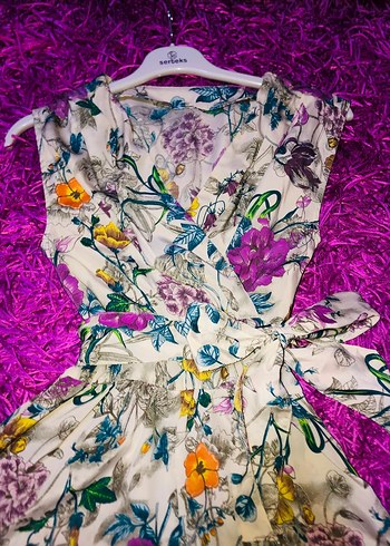 Çiçek Desenli Bohem Kısa Tulum - Görsel 6