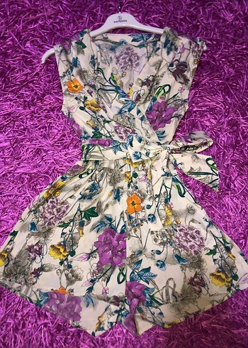 Çiçek Desenli Bohem Kısa Tulum - Görsel 4