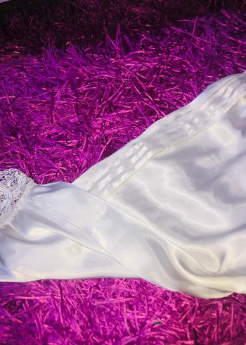 Vintage Uzun Kollu Beyaz Nakışlı Kadın Uzun Elbise - Görsel 7