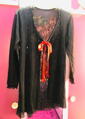 Uzun Kollu Siyah tül çeket kadın elbise - Görsel 2