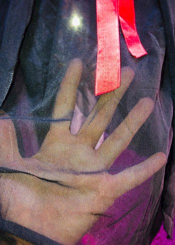 Uzun Kollu Siyah tül çeket kadın elbise - Görsel 3