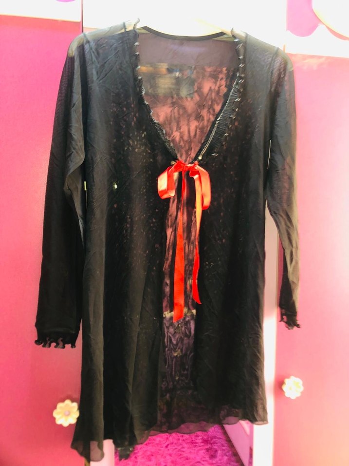 Uzun Kollu Siyah tül çeket kadın elbise - Görsel 2